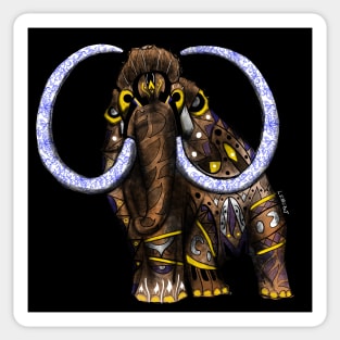 savage mammoth in tattoo mandala arts in ecopop Sticker